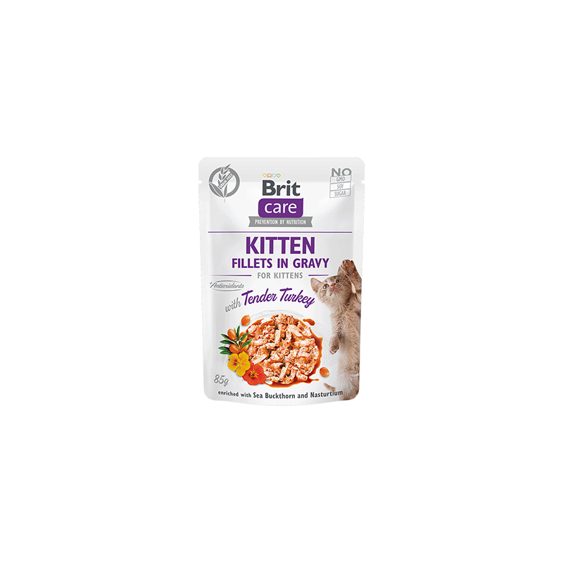 Brit Care Kitten Fillets in Gravy Turkey konservai kačiukams