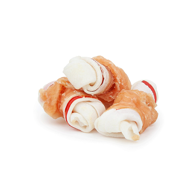 Happet Knotted Bone & Duck kaulai su vištiena skanėstai šunims