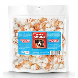 Happet Knotted Bone & Duck kaulai su vištiena skanėstai šunims