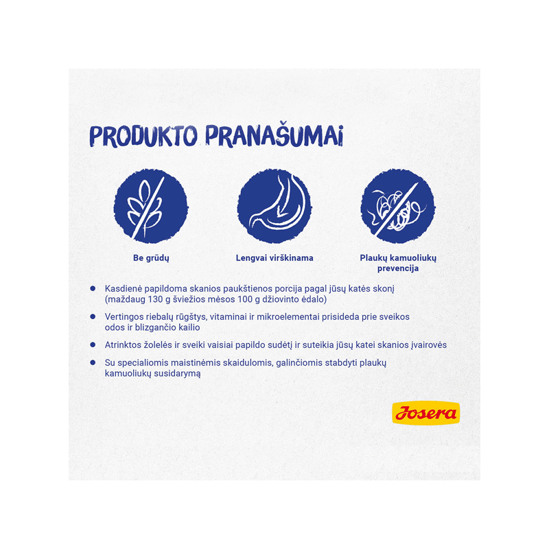 Josera DailyCat begrūdis kačių maistas, 2 kg