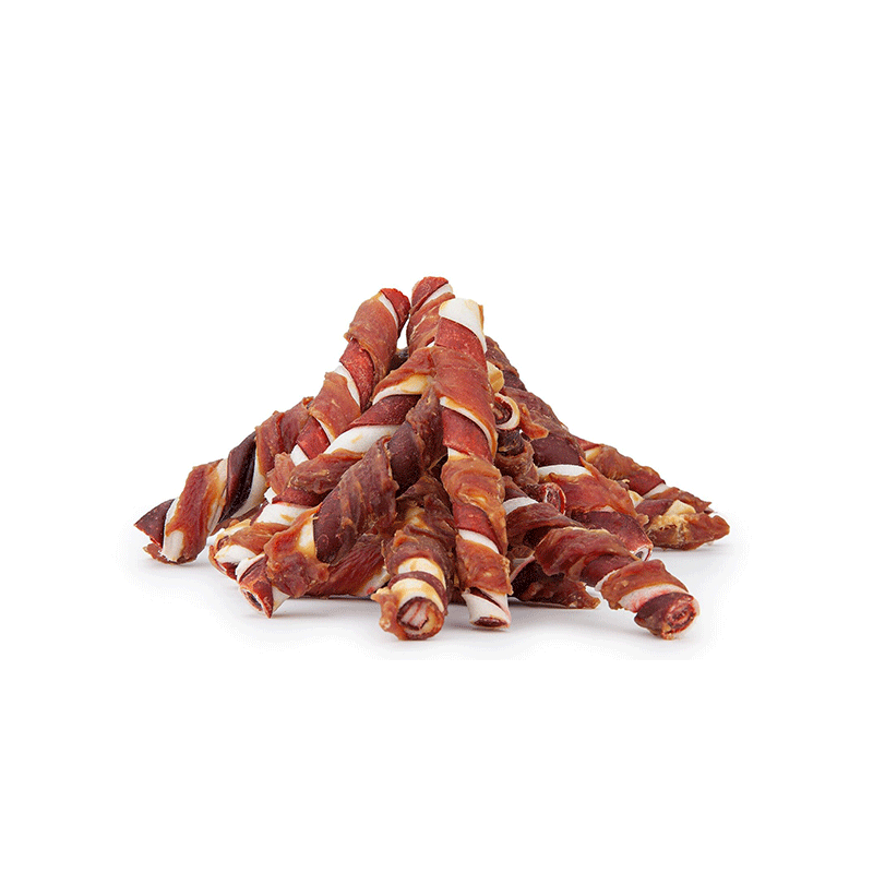 Happet Duck Rolled Rawhide antienos lazdelės skanėstai šunims