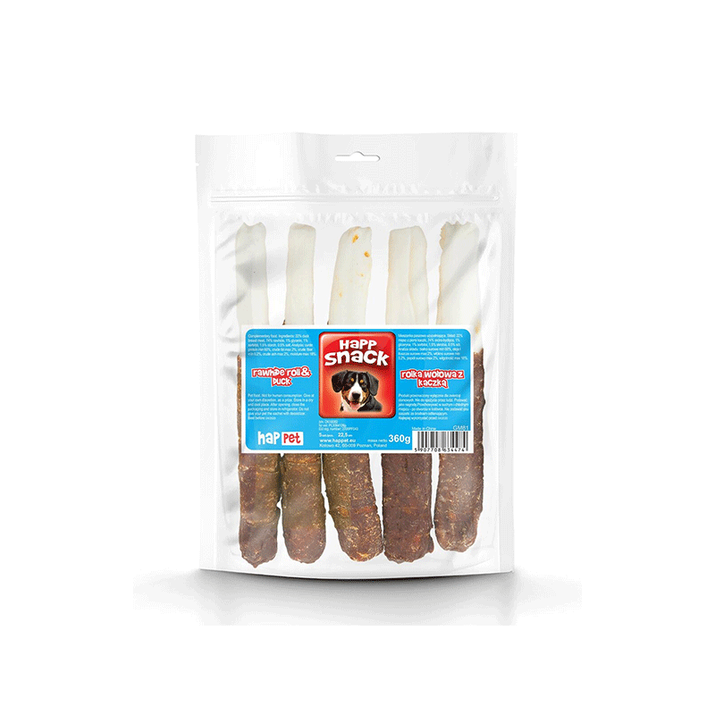 Happet Duck Rolled Rawhide antienos lazdelės skanėstai šunims