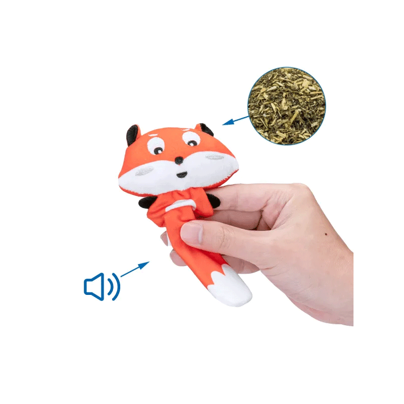 Nobleza pliušinė lapė žaislas su katžole katėms