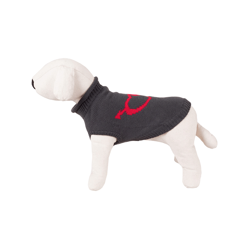 Happet pilkas megztinis su širdelėmis šuniui, 30 cm
