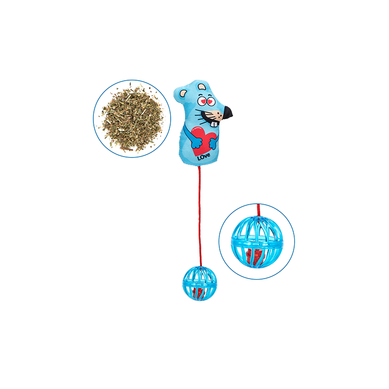 Nobleza pelė ir kamuoliukas su katžole žaislas katėms