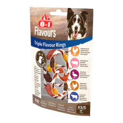 8in1 Flavours trigubo skonio žiedai skanėstai šunims, XS/S, 80 g