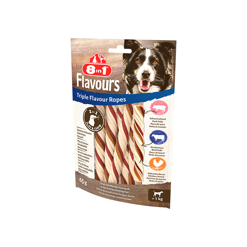 8in1 Flavours trigubo skonio lazdelės skanėstai šunims, 65 g