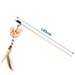 Nobleza lazdelė su meškučiu, plunksna ir katžole žaislas katėms