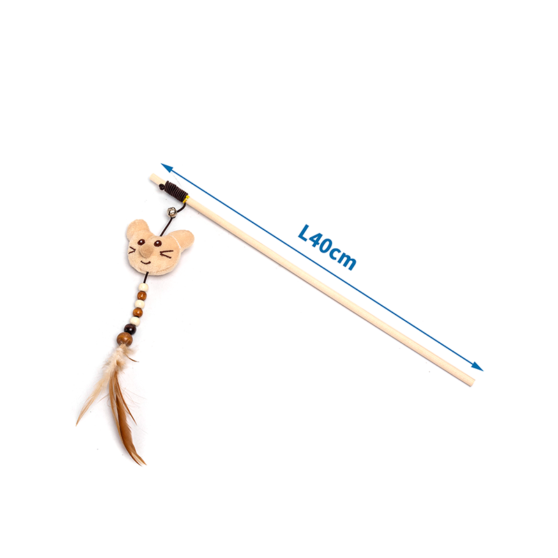 Nobleza lazdelė su meškučiu, plunksna ir katžole žaislas katėms