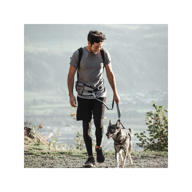 Nobby Expert laisvų rankų pavadėlis šunims su diržu per juosmenį, 52x14 cm