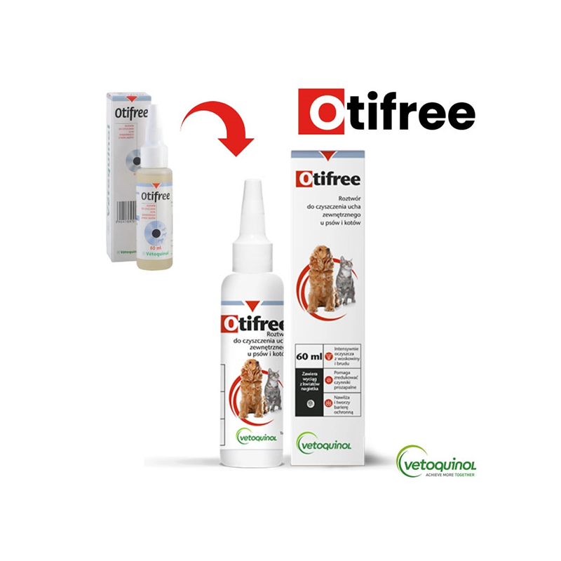 Vetoquinol Otifree tirpalas ausims valyti šunims ir katėms, 60 ml