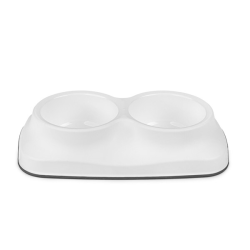 Happet GLAM dvigubas, baltas dubenėlis šunims ir katėms, 2x0,4 l