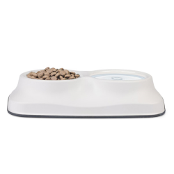 Happet GLAM dvigubas, baltas dubenėlis šunims ir katėms, 2x0,4 l