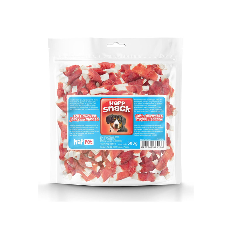 Happet Duck Wrapped with Codfish antiena ir menkė skanėstai šunims, 500 g