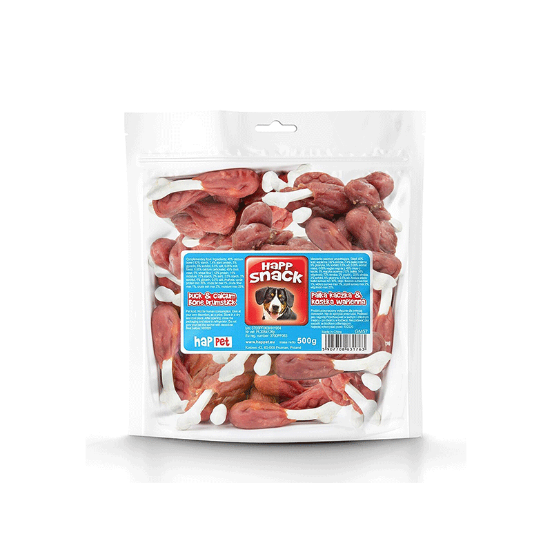 Happet Duck & Calcium Bone Drumstick antienos kulšelės skanėstai šunims, 500 g