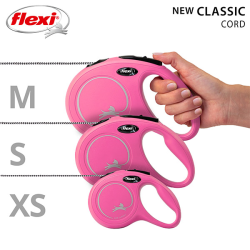 Flexi New Classic Cord virvinis, rožinis pavadėlis šunims, XS, 3 m