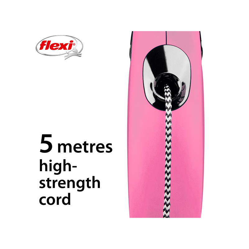 Flexi New Classic Cord virvinis, rožinis pavadėlis šunims, S, 5 m