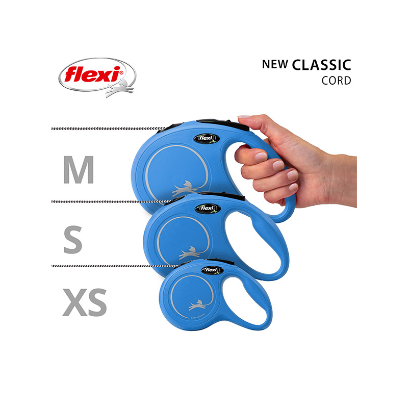 Flexi New Classic Cord virvinis, mėlynas pavadėlis šunims, S, 5 m