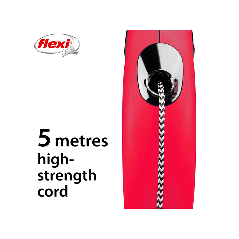 Flexi New Classic Cord virvinis, raudonas pavadėlis šunims, M, 5 m