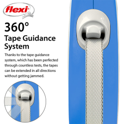 Flexi New Comfort Tape juostinis, žydras pavadėlis šunims, S, 5 m