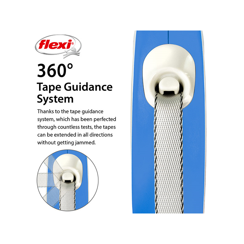Flexi New Comfort Tape juostinis, žydras pavadėlis šunims, XS, 3 m
