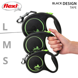 Flexi Black Design juostinis, žalias pavadėlis šunims, M, 5 m