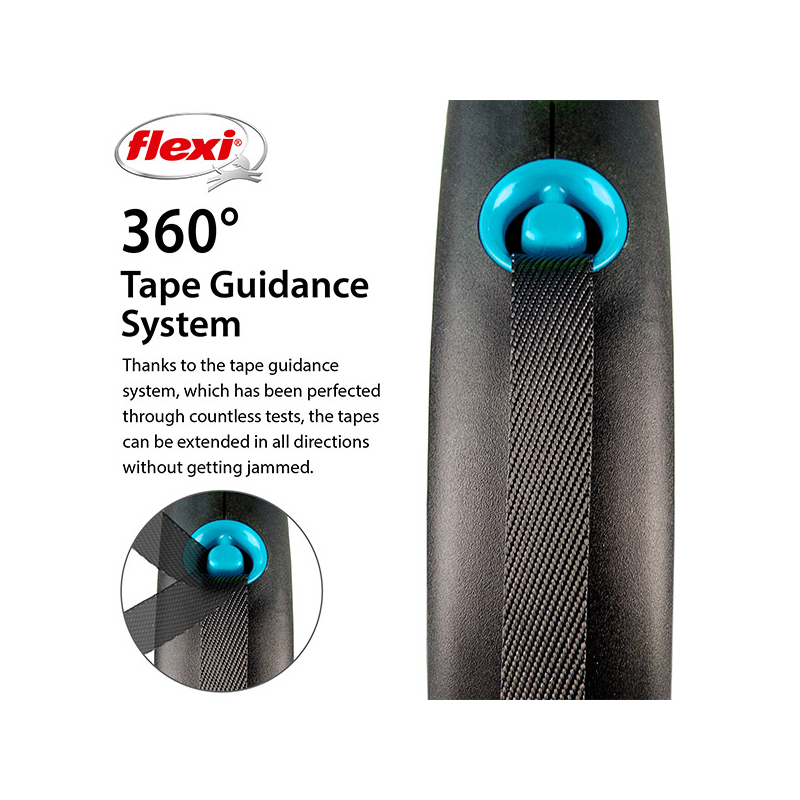 Flexi Black Design juostinis, mėlynas pavadėlis šunims, L, 5 m