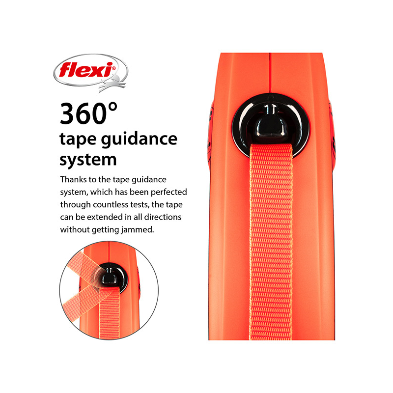 Flexi Xtreme juostinis, oranžinis pavadėlis šunims, S, 5 m