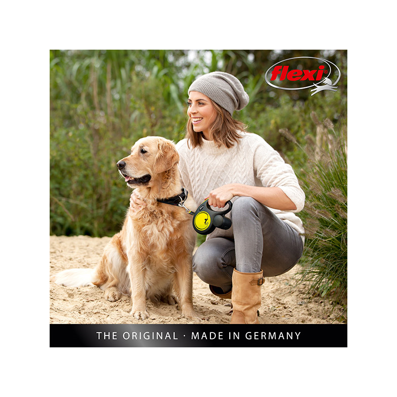 Flexi New Neon Tape juostinis, rožinis pavadėlis šunims, S, 5 m