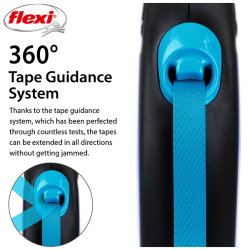 Flexi New Neon Tape juostinis, mėlynas pavadėlis šunims, S, 5 m