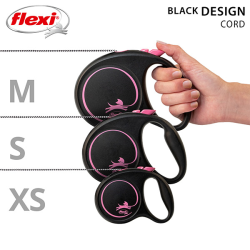 Flexi Black Design virvinis, rožinis pavadėlis šunims, S, 5 m