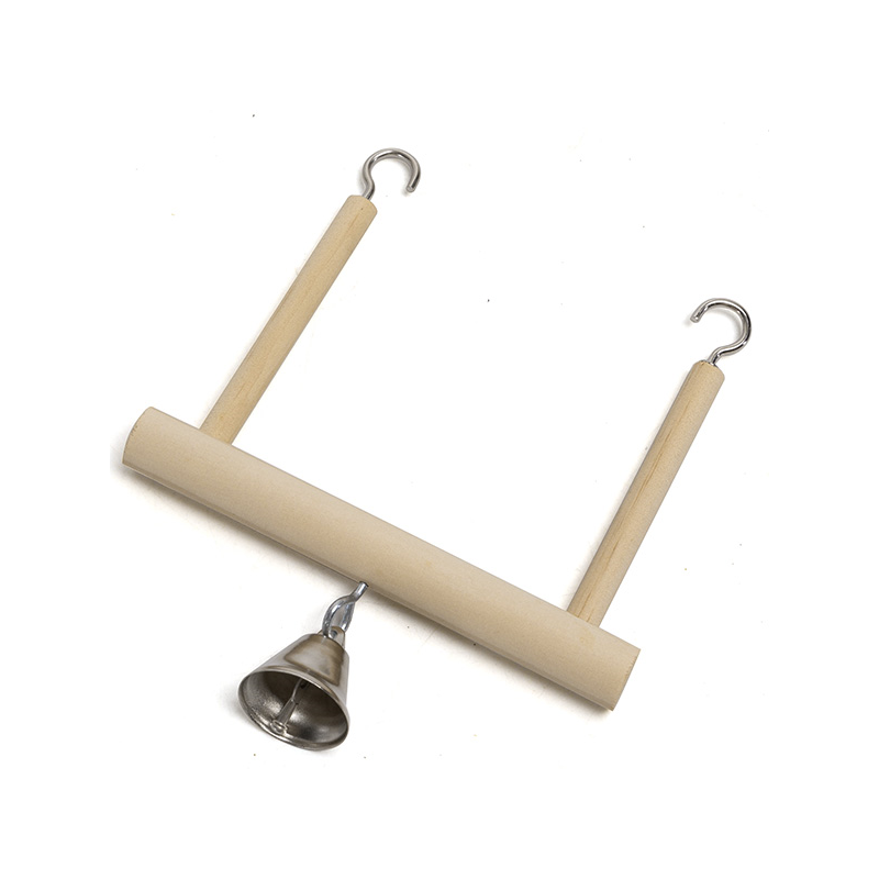 Nobleza medinės sūpynės su varpeliu žaislas paukščiams, 12,5x1,5x10,5 cm