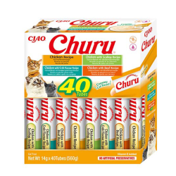 Churu kreminių skanėstų rinkinys su vištiena katėms, 40 vnt.