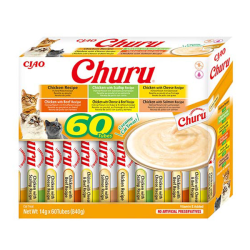 Churu kreminių skanėstų rinkinys su vištiena katėms, 60 vnt.
