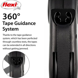 Flexi Black Design Giant juostinis, juodas pavadėlis šunims, L, 8 m