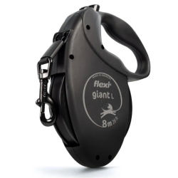 Flexi Black Design Giant juostinis, juodas pavadėlis šunims, L, 8 m