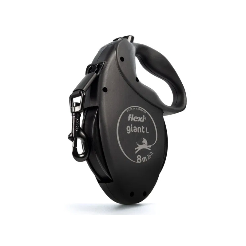 Flexi Black Design Giant juostinis, juodas pavadėlis šunims, L, 8 m