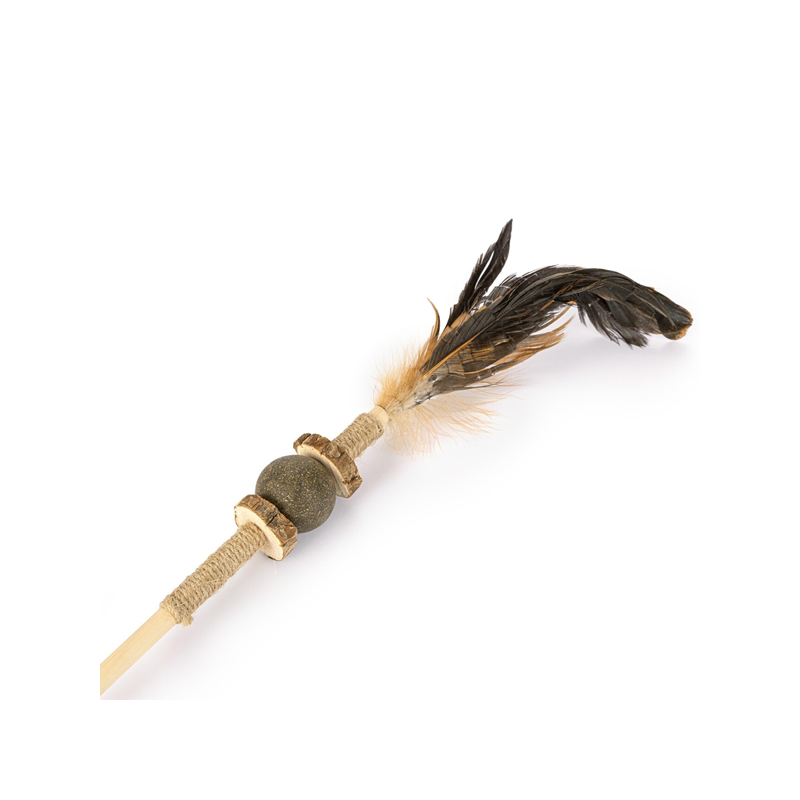 Happet lazdelė su plunksna ir katžole žaislas katėms, 60 cm