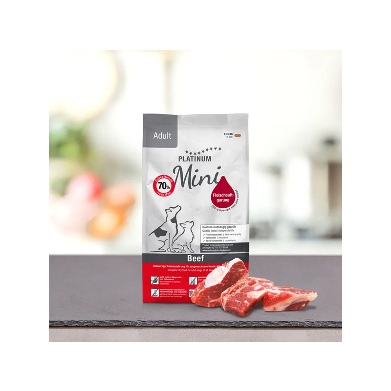 Platinum Adult Mini sausas šunų maistas su jautiena, 900 g