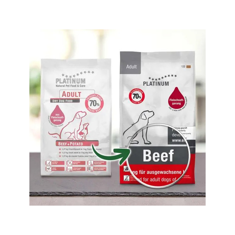 Platinum Adult sausas šunų maistas su jautiena, 5 kg