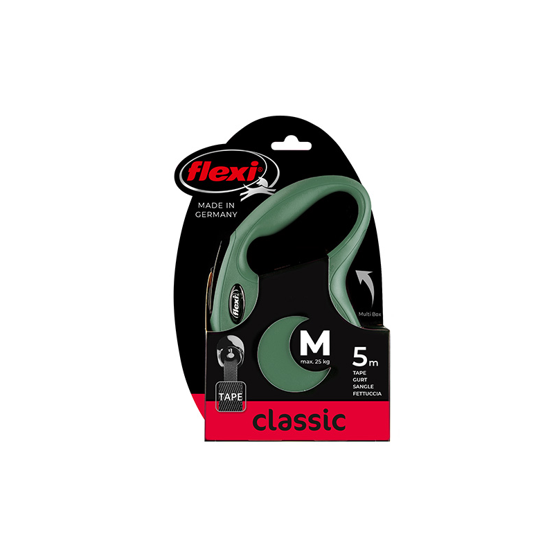 Flexi Classic Tape juostinis, alyvuogių spalvos pavadėlis šunims, M, 5 m