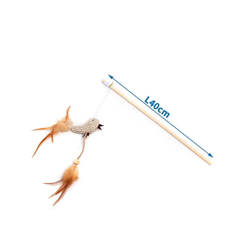 Nobleza lazdelė su paukščiu ir katžole žaislas katėms, 40 cm