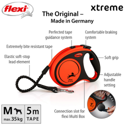 Flexi Xtreme juostinis, oranžinis pavadėlis šunims, M, 5 m