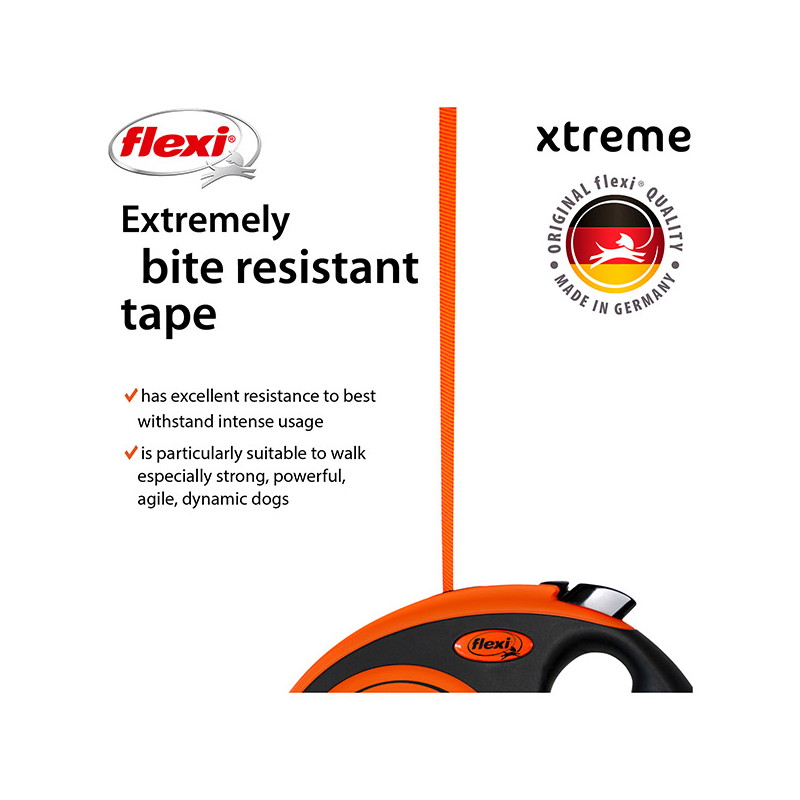 Flexi Xtreme juostinis, oranžinis pavadėlis šunims, M, 5 m
