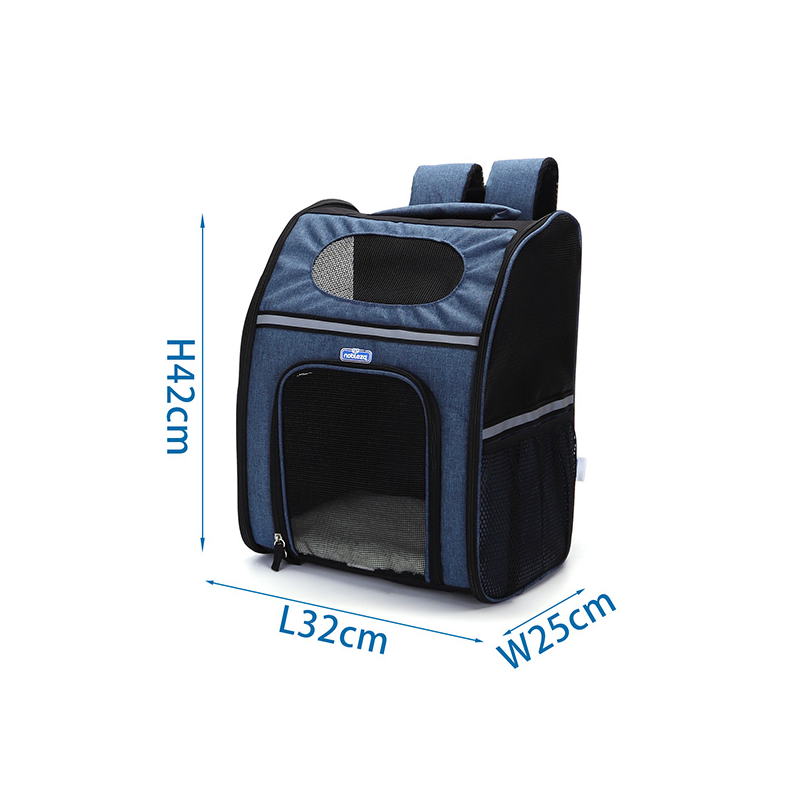Nobleza mėlyna kelioninė kuprinė šunims ir katėms, 32x25x42 cm