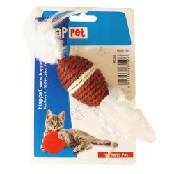 Happet Sisal kamuoliukas su plunksnomis katėms, 6 cm