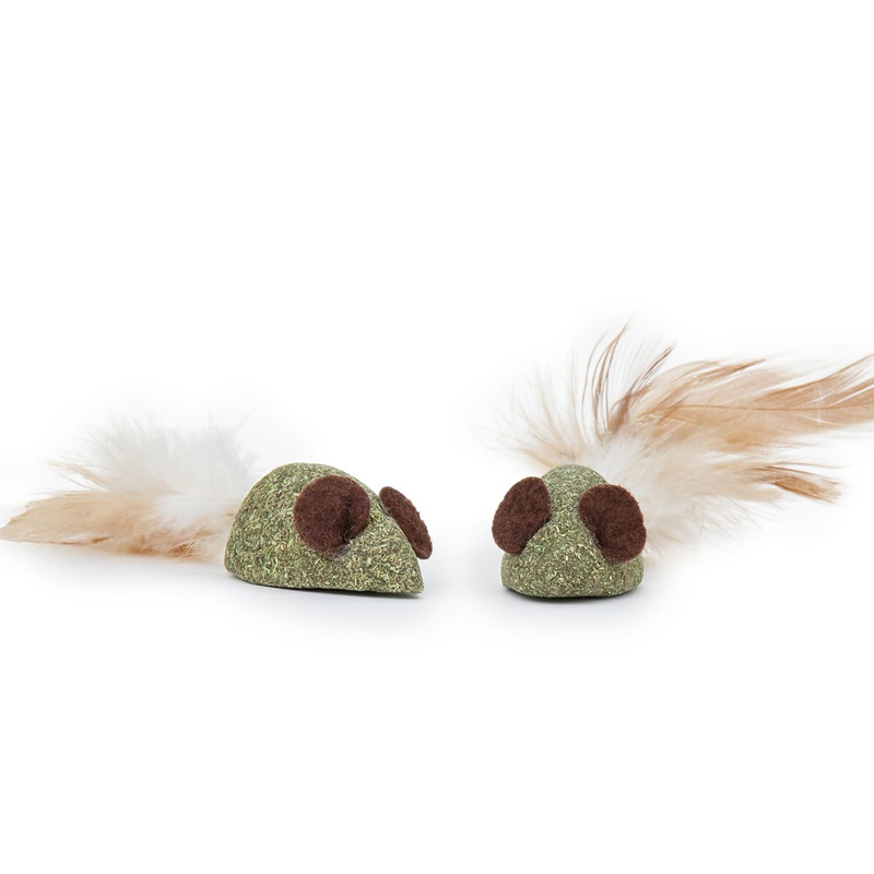 Happet katžolės pelės su plunksnomis katėms