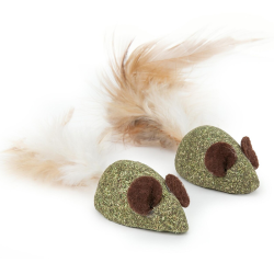 Happet katžolės pelės su plunksnomis katėms