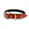Fleksas rudas, odinis antkaklis su kaprono juosta šunims, 45 cm