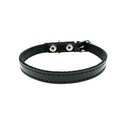 Fleksas juodas, odinis antkaklis mažų veislių šunims, 25 cm